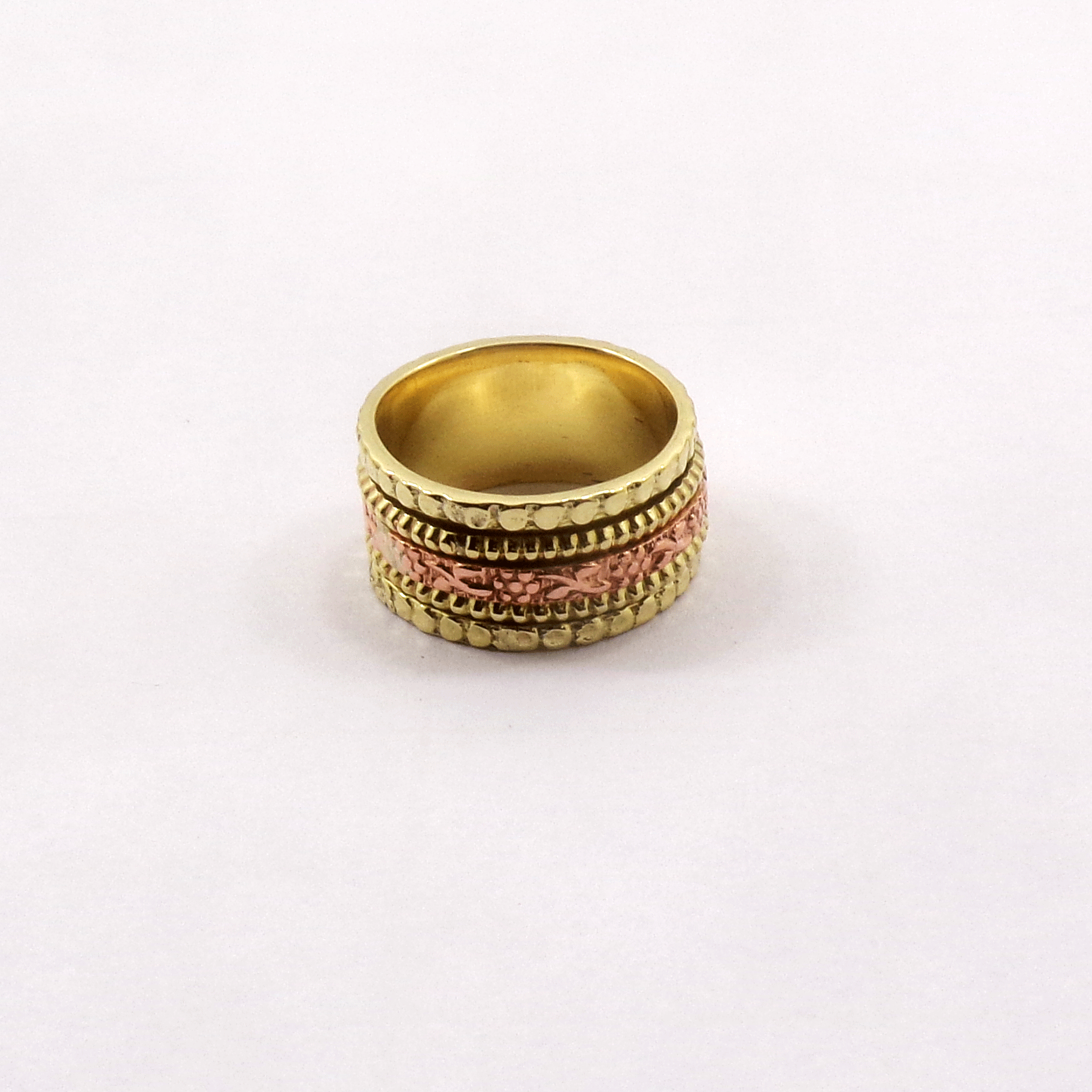 Ring Size - 7 Braided Copper Ring N - BSPR999 18K Rose Gold & Yellow Gold Plated Solid Handmade Designer Braided Copper Spinner Ring